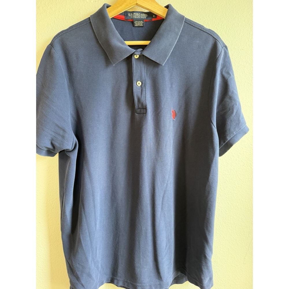 U.S. Polo Assn. Ultimate Pique Pique Polo Shirt Men's XL Blue Solid Logo